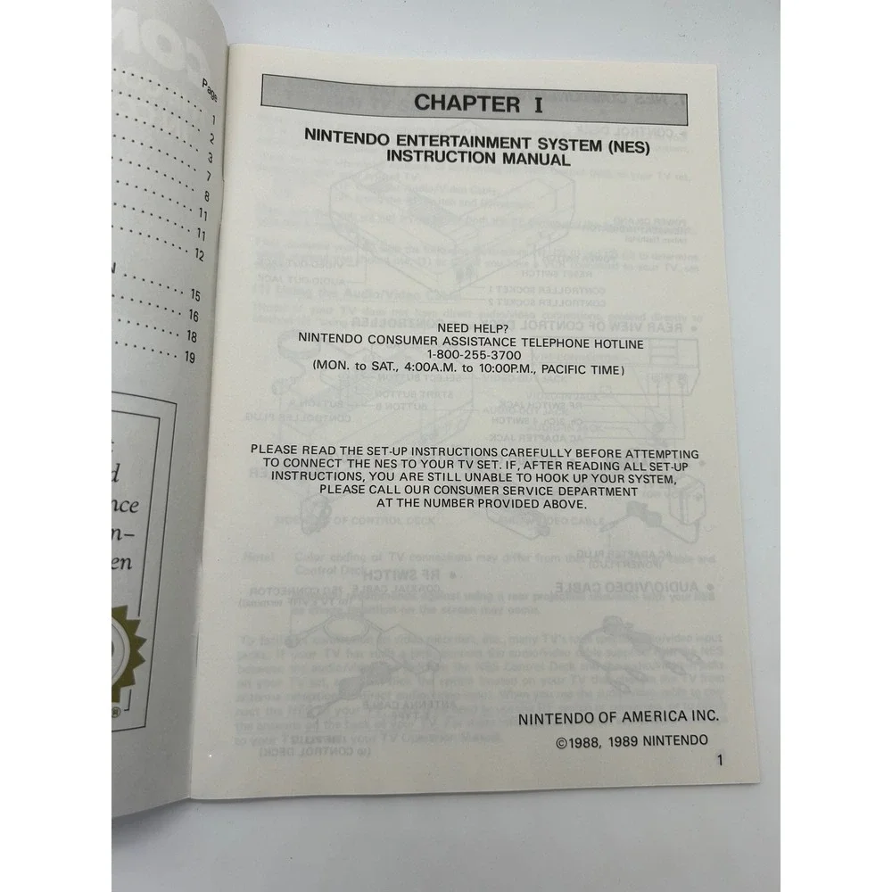 Nintendo NES Control Deck Instruction Manual Original REV-4 1989 Vintage Booklet